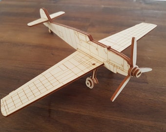 BF109 laser cut plane dxf ai svg digital files for laser cutting model aircraft hobby vector laser cut wooden airplane