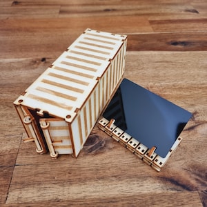 Contenedor de envío archivos digitales cortados por láser para corte por láser hobby vector corte por láser caja de regalo de madera presente