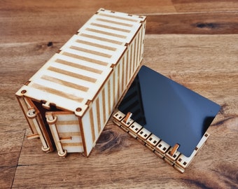 Archivos digitales cortados con láser para contenedor de envío, para corte láser, hobby, vector, caja de regalo de madera cortada con láser, regalo