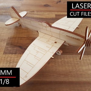 Samolot cięty laserowo Spitfire dxf ai svg pliki cyfrowe do cięcia laserowego model samolotu hobby wektor samolot cięty laserowo drewniany