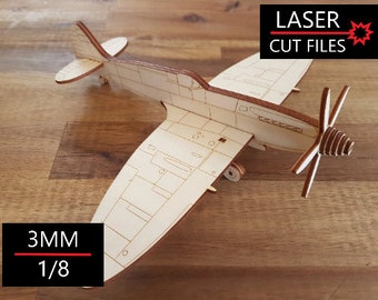 Spitfire laser cut plane dxf ai svg digital files for laser cutting model aircraft hobby vector laser cut wooden airplane