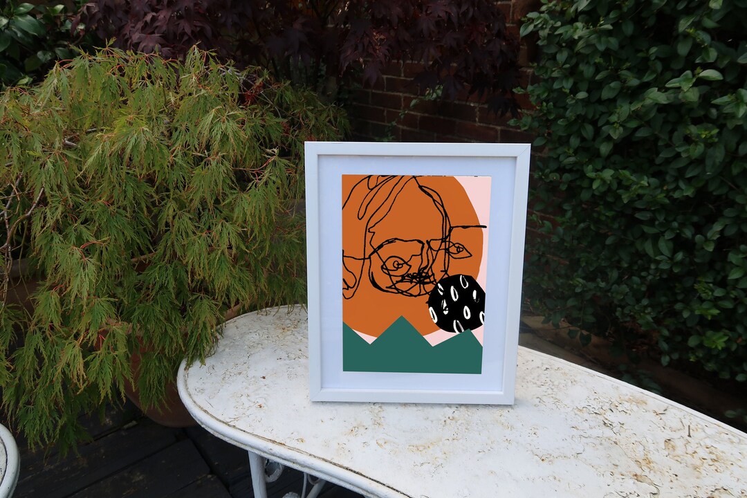 Big Head Wall Art Line Drawing Etsy