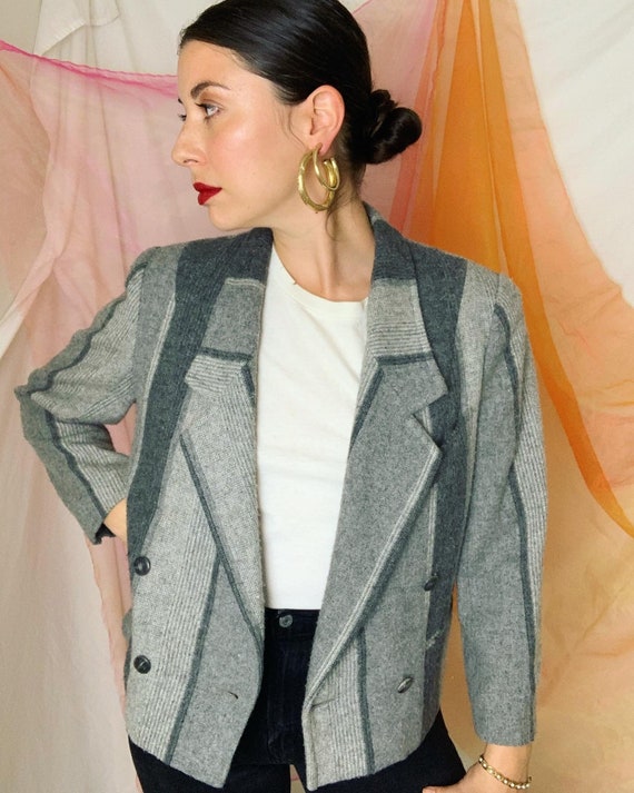 Vintage Vertical Stripe Brushed Boxy Blazer