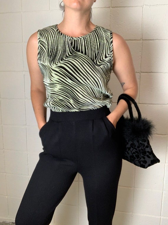 Swirl Zebra Print Pleated Plisse Tank Top