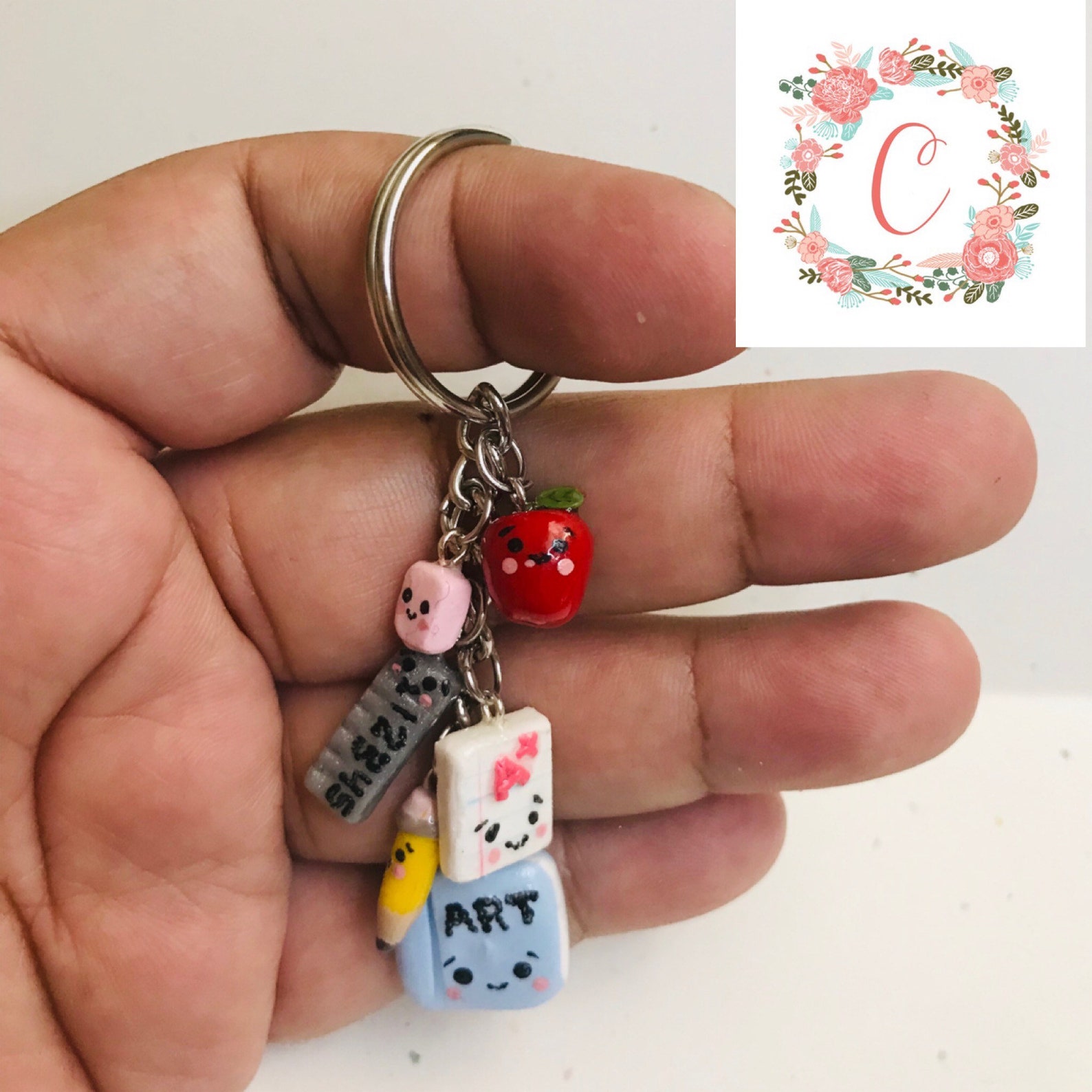Polymer clay Back to school keychain Etsy