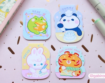 Cute Animals Magnetic Bookmarks | Bunny, Frog, Panda & Tiger | Luxury Bookmark | Cute Planner Book Mark | Cute Stationery | Kawaii Bookmark