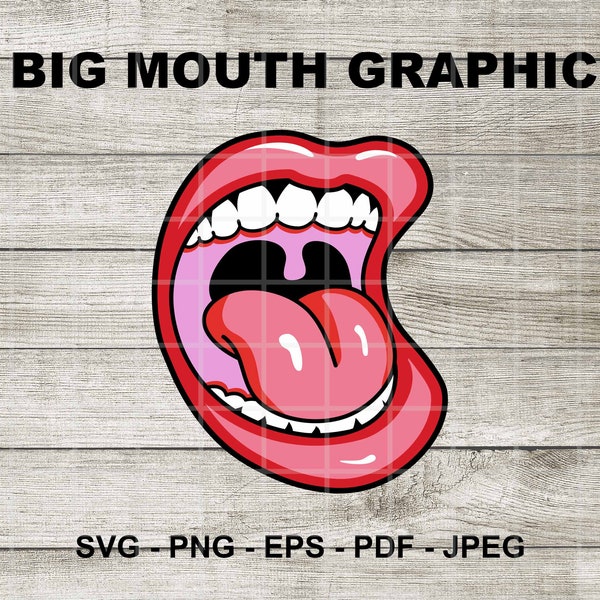 Big Mouth, Lips, Retro, Cartoon Graphic. Original Artwork