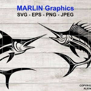 Marlin, Sailfish Logos, SVG, Fishing, Sports Fishing, Boat Graphic PNG,