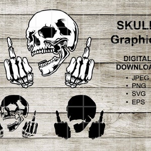 Skull, Skeleton, Middle Finger, Graphics, svg, png, eps, jpeg.
