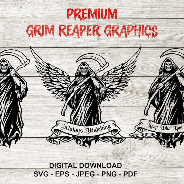 Grim Reaper, Angel of Death, Premium Graphics, Gothic Design.