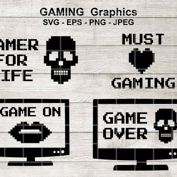 Gaming Pixel Graphics, svg, png, Cricut, Plotter, Vinyl Cutter