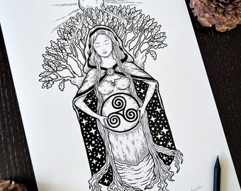 Impresión de la diosa Danu / impresión de la diosa irlandesa / impresión de arte de la diosa
