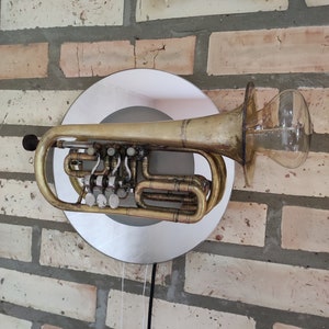 Steampunk Trumpet Wall Lamp: Vintage 1964 Horn Light