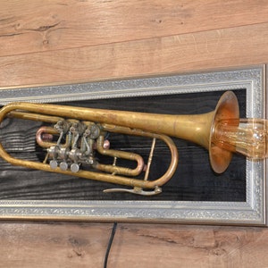 Handmade Steampunk Trumpet Wall Lamp: Vintage USSR Decor