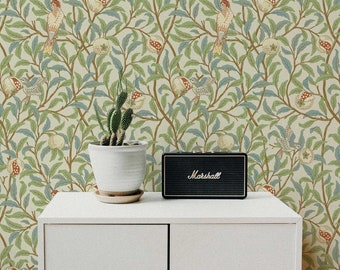 William Morris Birds Wallpaper: Vintage Style, Removable Mural