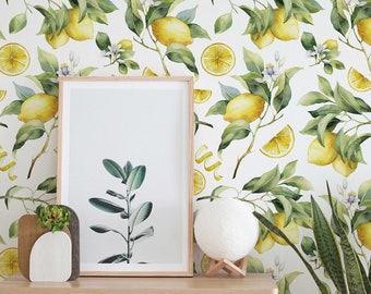 Lemon Tree Wallpaper | Removable Self-Adhesive Wallpaper | Pasted Mural for Temporary Feature Wall Decor