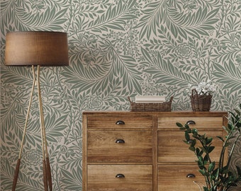 Larkspur Sage Green William Morris Removable Wallpaper | Self-Adhesive | Pasted | Mural | Temporary | Feature Wall