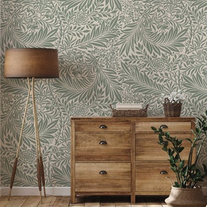 Larkspur Sage Green William Morris Removable Wallpaper | Self-Adhesive | Pasted | Mural | Temporary | Feature Wall