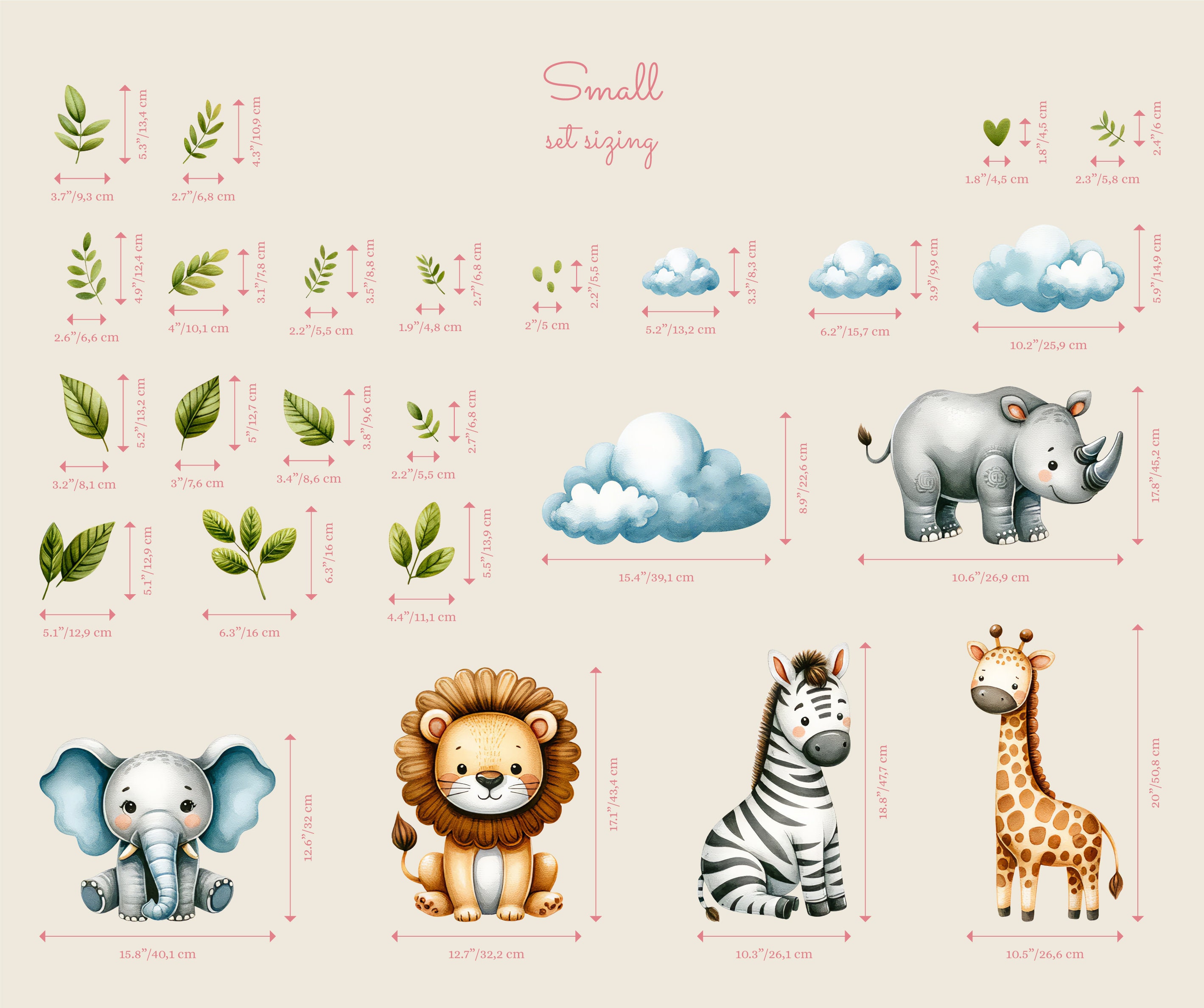 Watercolor Safari Animals Wall Decals: Peel & Stick Nursery Decor - Etsy