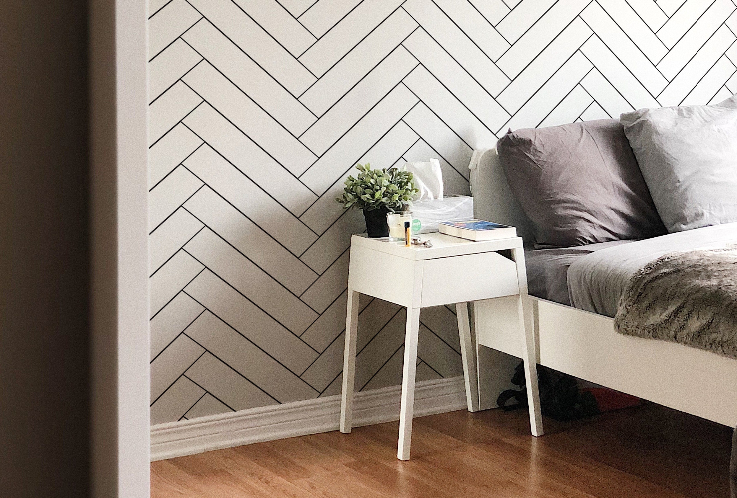 Herringbone Removable Wallpaper Selfadhesive Temporary Etsy