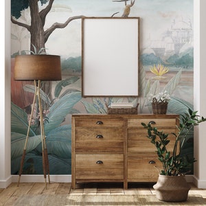 Papel pintado de elefante y mono, mural de pared, autoadhesivo, revestimiento de pared, de Bella Stampa Studio