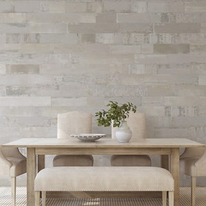 Whitewash houten plank behangmuurschildering: Peel and Stick wandbekleding afbeelding 2