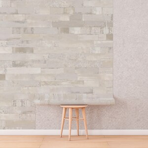 Whitewash houten plank behangmuurschildering: Peel and Stick wandbekleding afbeelding 5