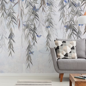 Blue Butterflies  Wallpaper, Wall Mural, Peel and Stick, Self Adhesive, Wall Covering by Bella Stampa Studio