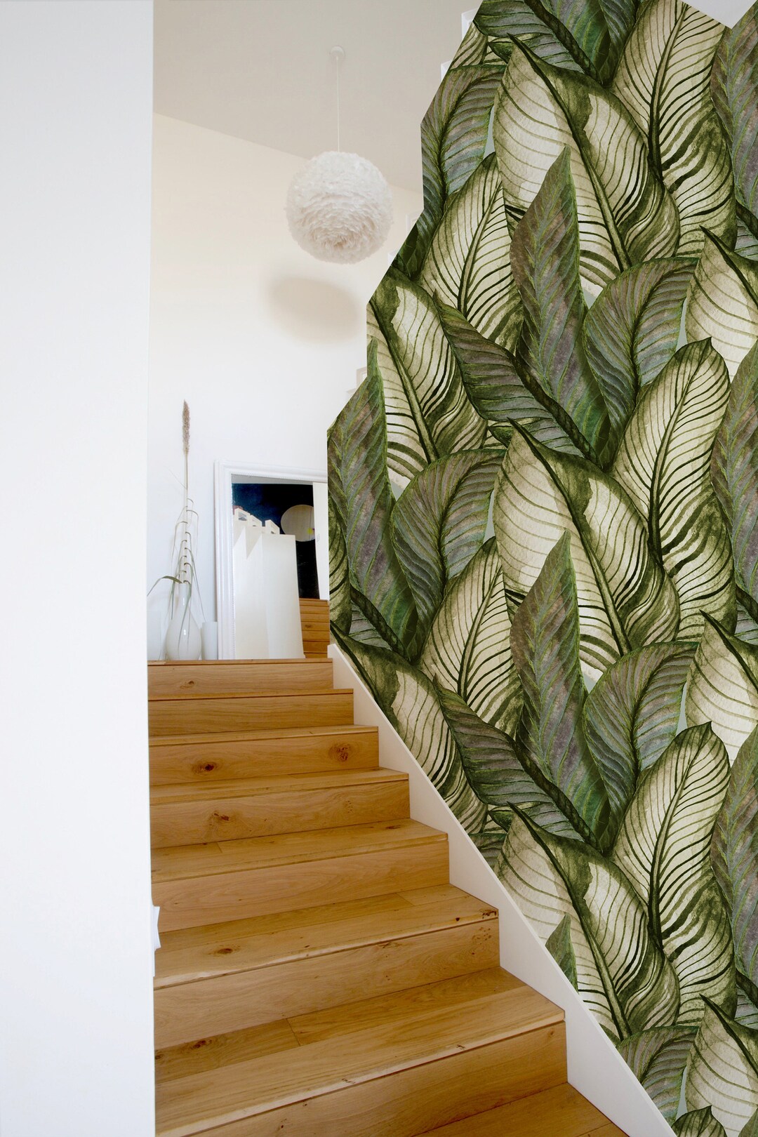 Green Leaf | Removable Wallpaper | Self-adhesive | Temporary Wallpaper ...