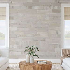 Whitewash houten plank behangmuurschildering: Peel and Stick wandbekleding afbeelding 4