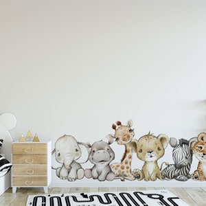 Baby Giraffe Lion Elephant Wall Sticker | Jungle Animal Nursery Decor ...
