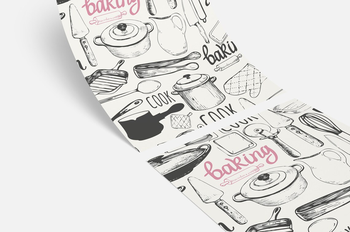 Kitchen Set Removable Wallpaper Selfadhesive Temporary Etsy