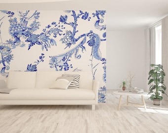 Chinoiserie Abstract  Wallpaper, Wall Mural, Peel and Stick, Self Adhesive, Wall Covering by Bella Stampa Studio