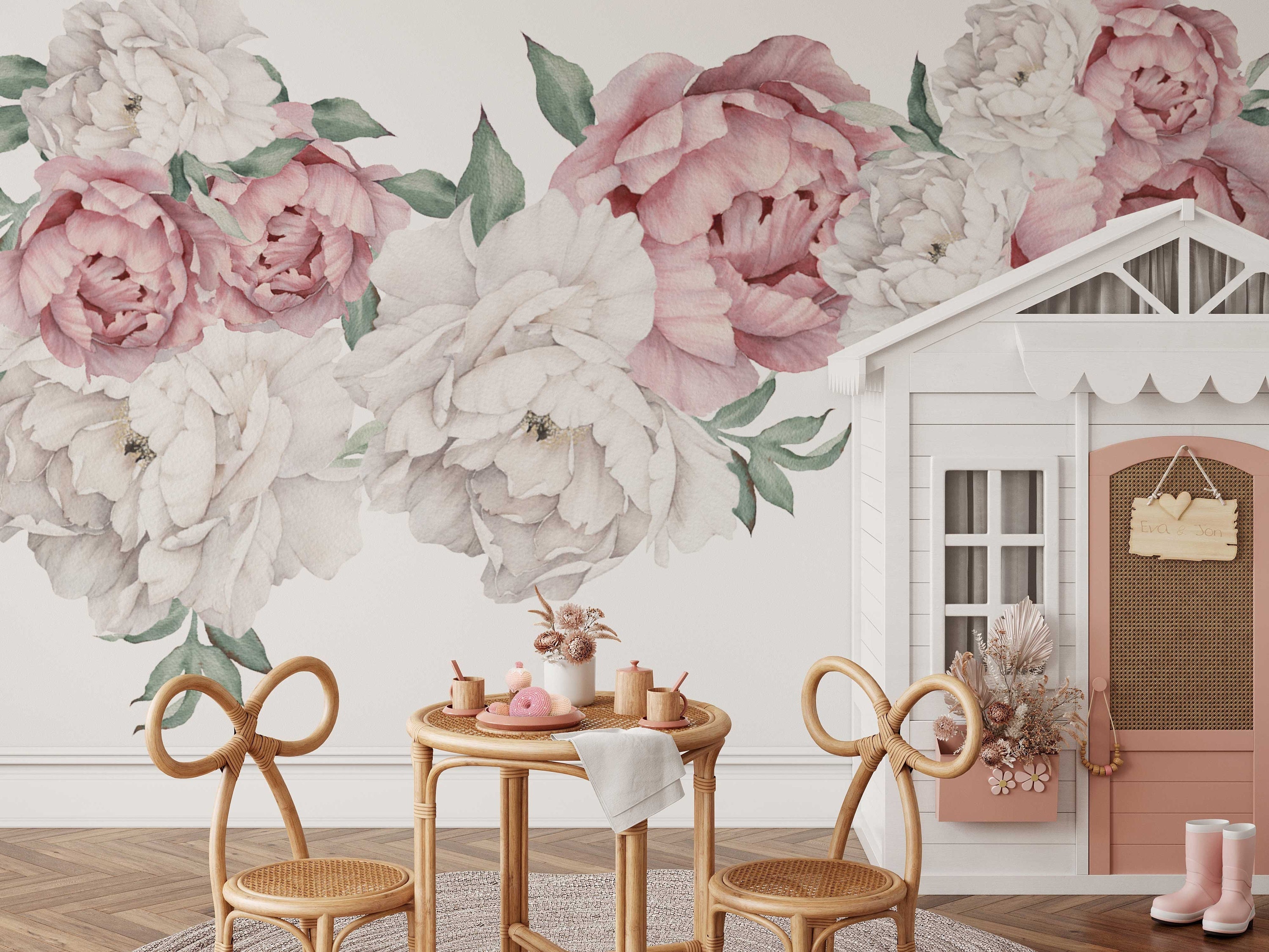 Peony Wall Decal Flower Wall Decal Floral Wall Decals Peony 