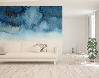 Blue Ombre  Wallpaper, Wall Mural, Peel and Stick, Self Adhesive, Wall Covering by Bella Stampa Studio