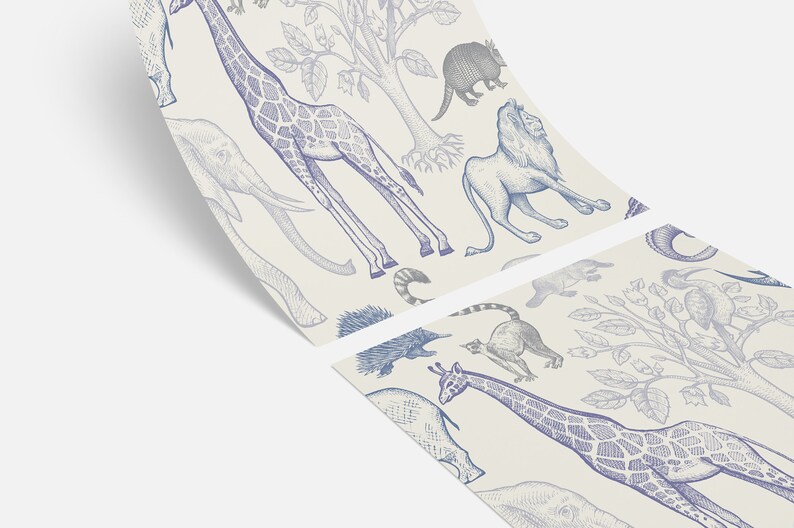 Jungle Animals Removable Wallpaper Selfadhesive Etsy