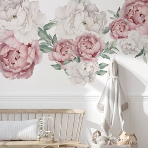 Peony Floral Decals | Self-adhesive Wall Stickers for Nursery or Home ...