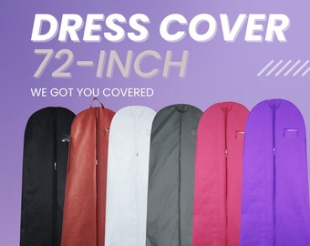 5x 72" Bridesmaid Dress Cover - Wedding Bridal Gown Storage Bag Foldable Wardrobe Carrier w/ Full-length Zipper Mothproof & Water Resistant
