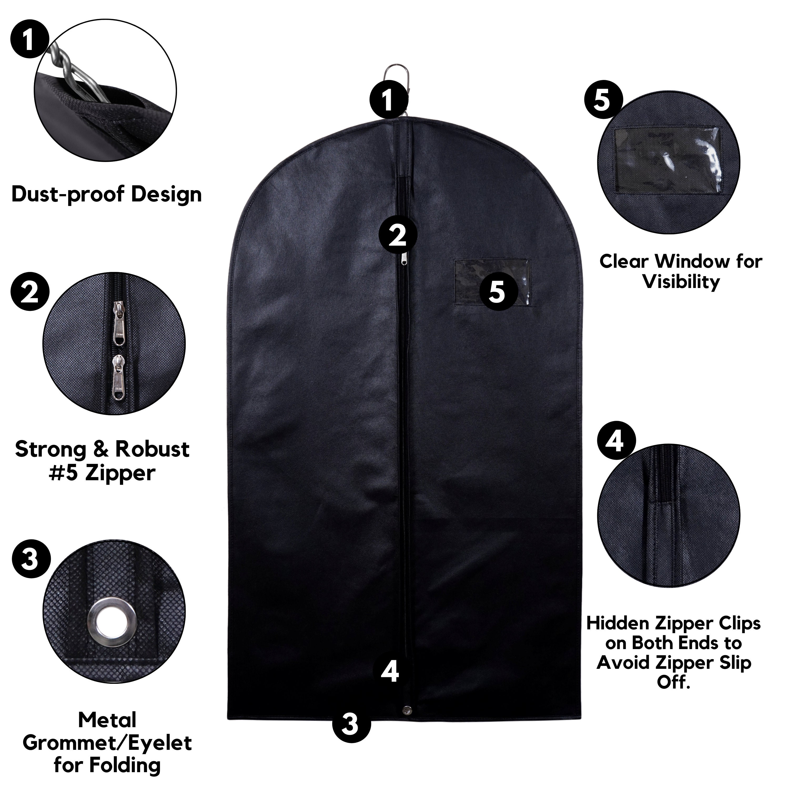 40 Black Suit Cover Clothes Bag Breathable Garment Travel Zipped Storage Covers Etsy UK