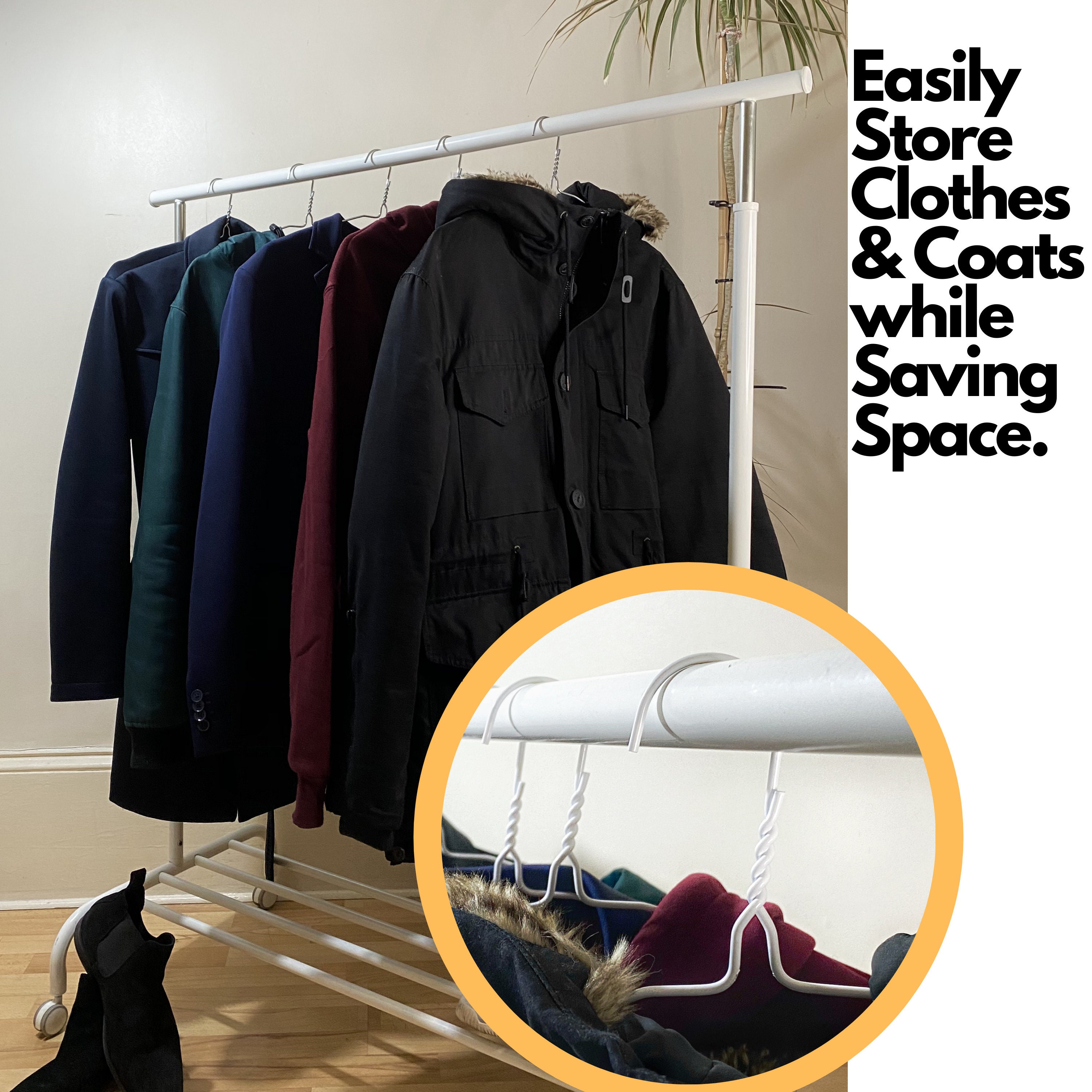 50 White Metal Wire Coat Hangers 40cm Strong Clothes Hangers Etsy