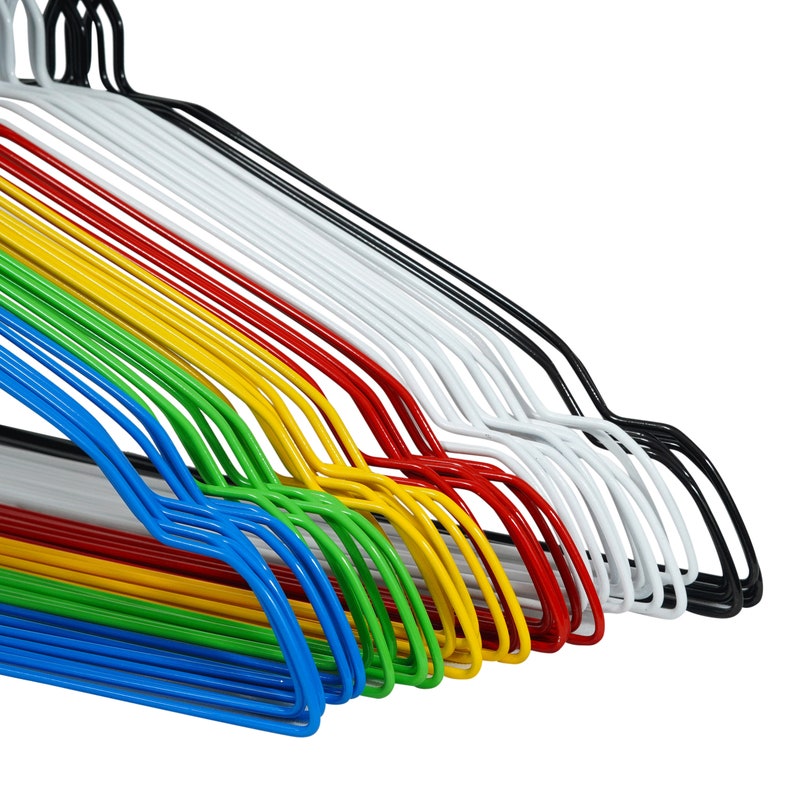 DODIN HOME 20 Silver Wire Notched Hangers Space Saving Metal Coat Hanger Suit Notch Hangers With Trouser Bar Clothes T-Shirt Dress Hanger With Notch (Silver, 20