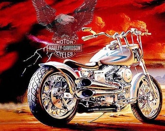 5d Diamond Painting Kit Harley Davidson Motorcycle Full Etsy