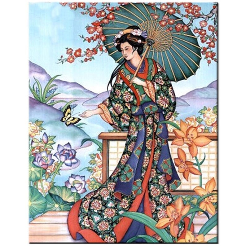 5D DIY Diamond Painting Kit Full Drill Japanese Woman Geisha | Etsy