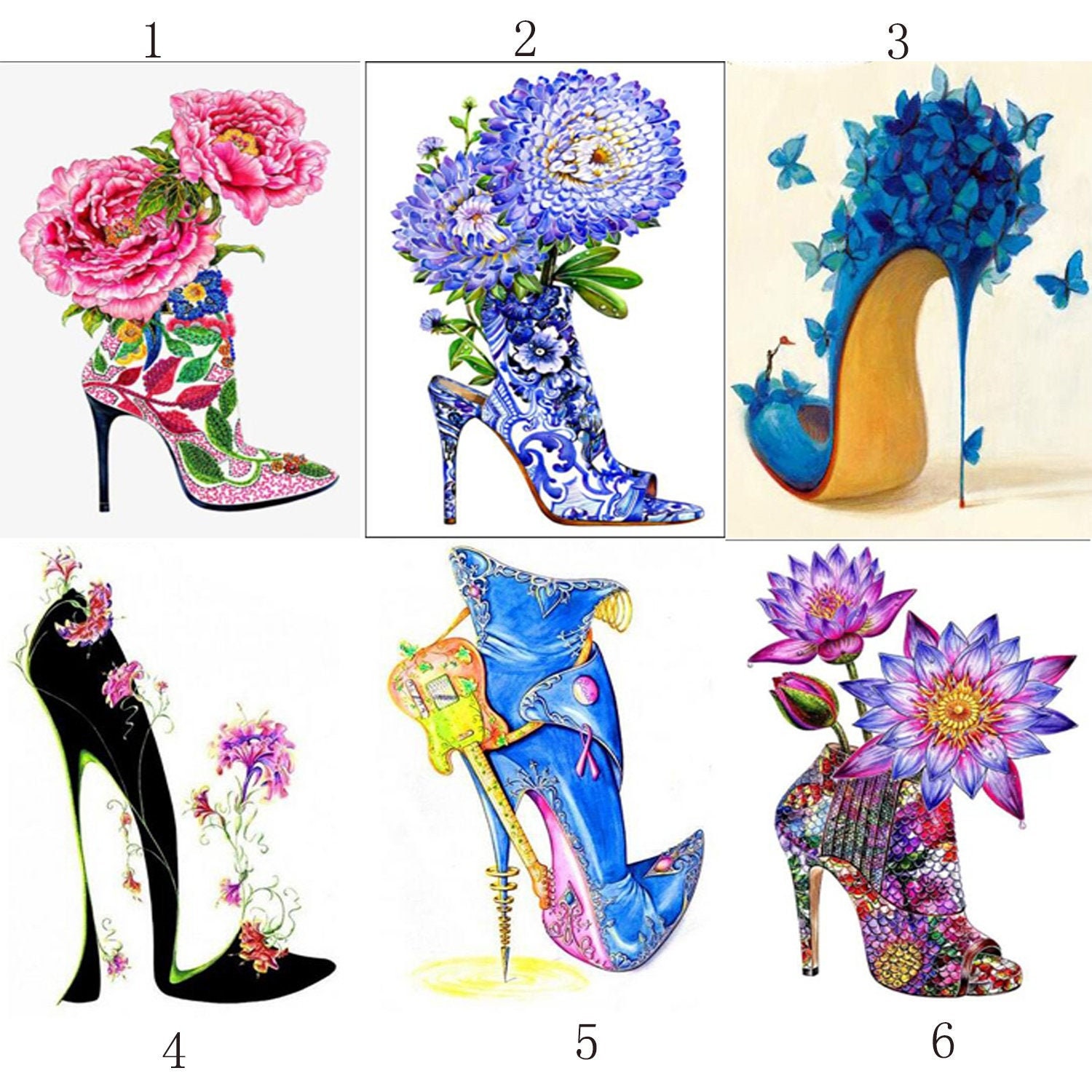 5D DIY Diamond Painting Kits Flowers High-heeled Shoes Full | Etsy