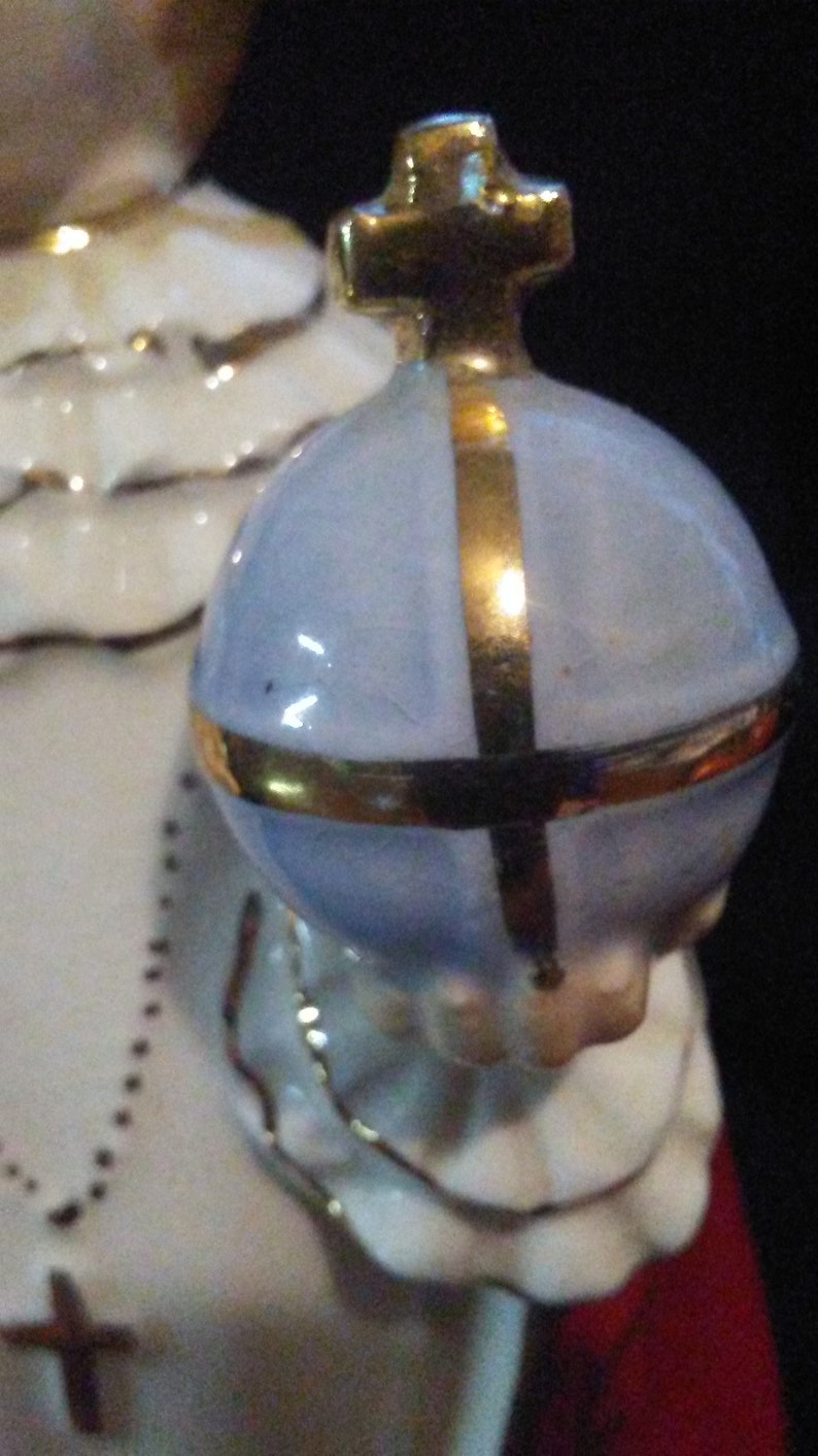 Old Vintage Religious Ceramic Saint Figurine Statue Rosary Holder 8 inches