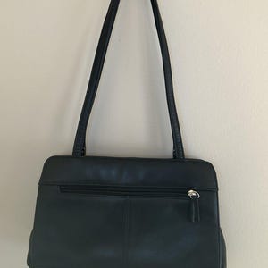 Aurielle Black Genuine Leather Purse Bag Handbag Shoulder 1980s Style Vintage
