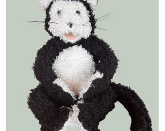 Vintage 2000's Folkmanis Cartoon Cat #2554 Hand Puppet Sherpa Curly Hair Plush