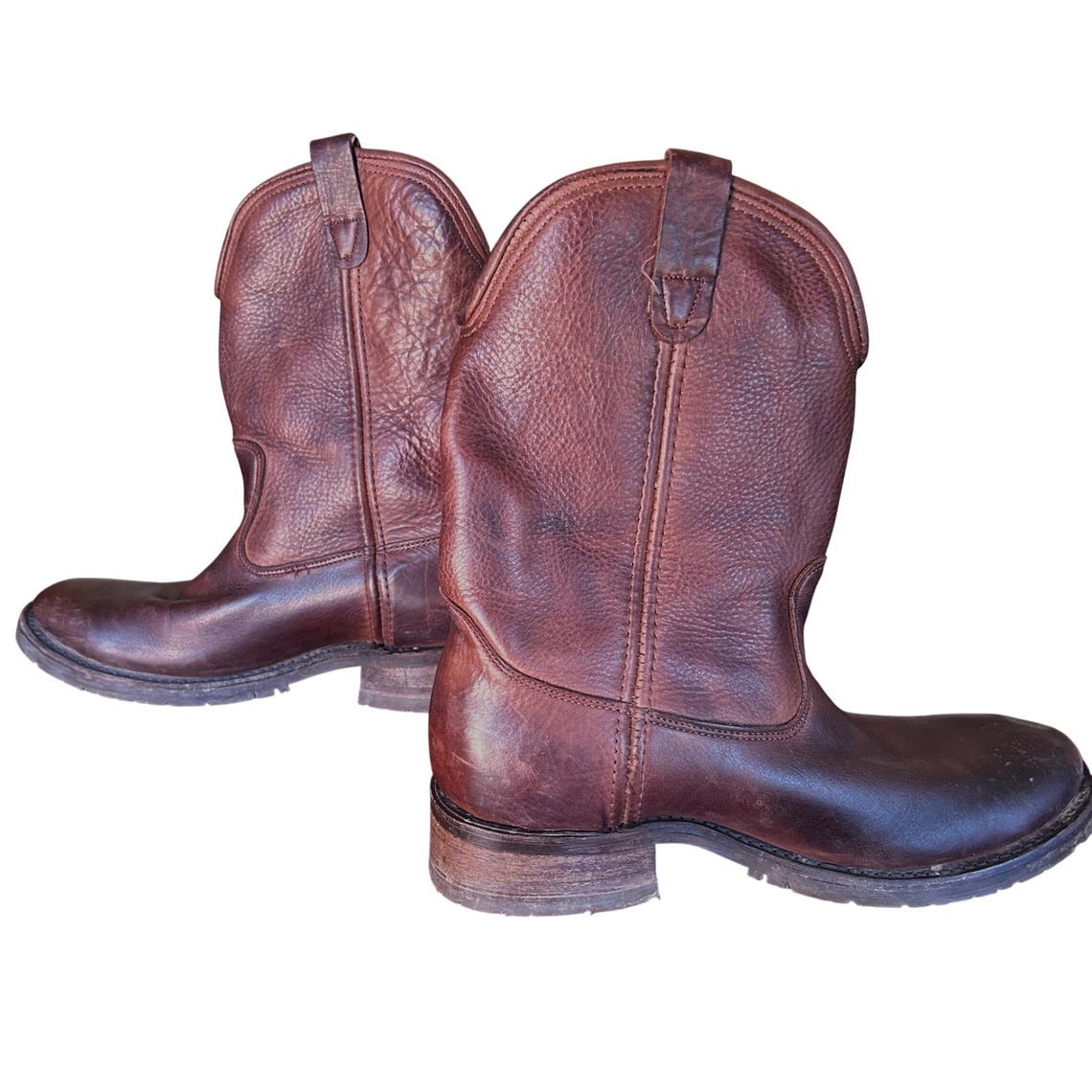 Cowboy Western Work Boots Leather Men's 8.5 D Brown Americana Double-H DH2511, photo 2 of 5