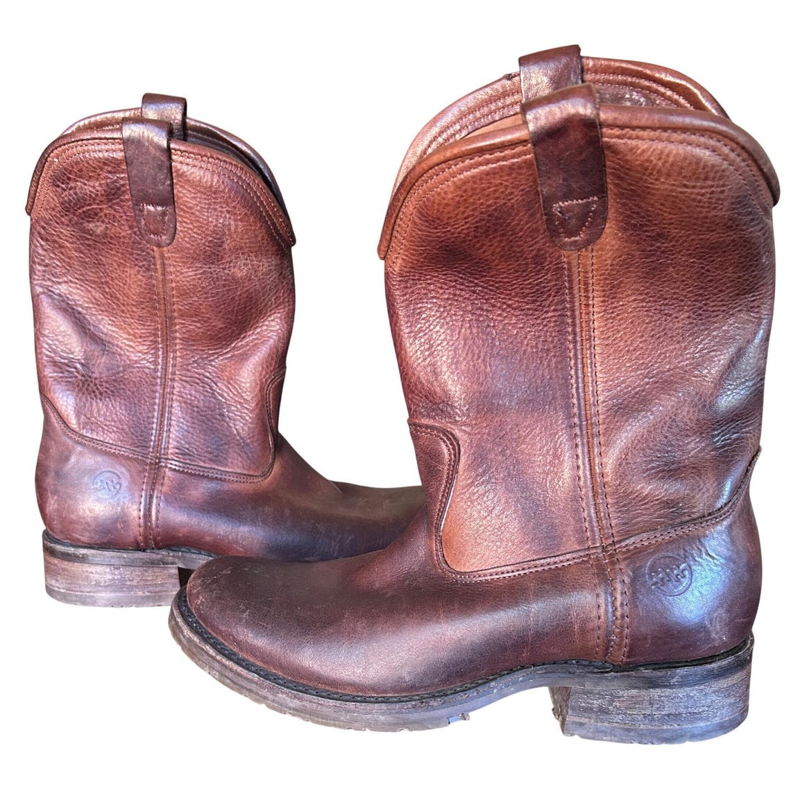 Cowboy Western Work Boots Leather Men's 8.5 D Brown Americana Double-H DH2511, photo 1 of 5