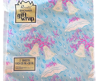 Papel de regalo vintage de California Reed para despedida de soltera, 2 hojas, azul, rosa, lima, 20x30